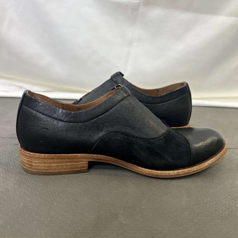 Kork-Ease Niseda Oxford Shoes 6.5 Black Suede Leather Buckle Loafers Bnfts Chrty